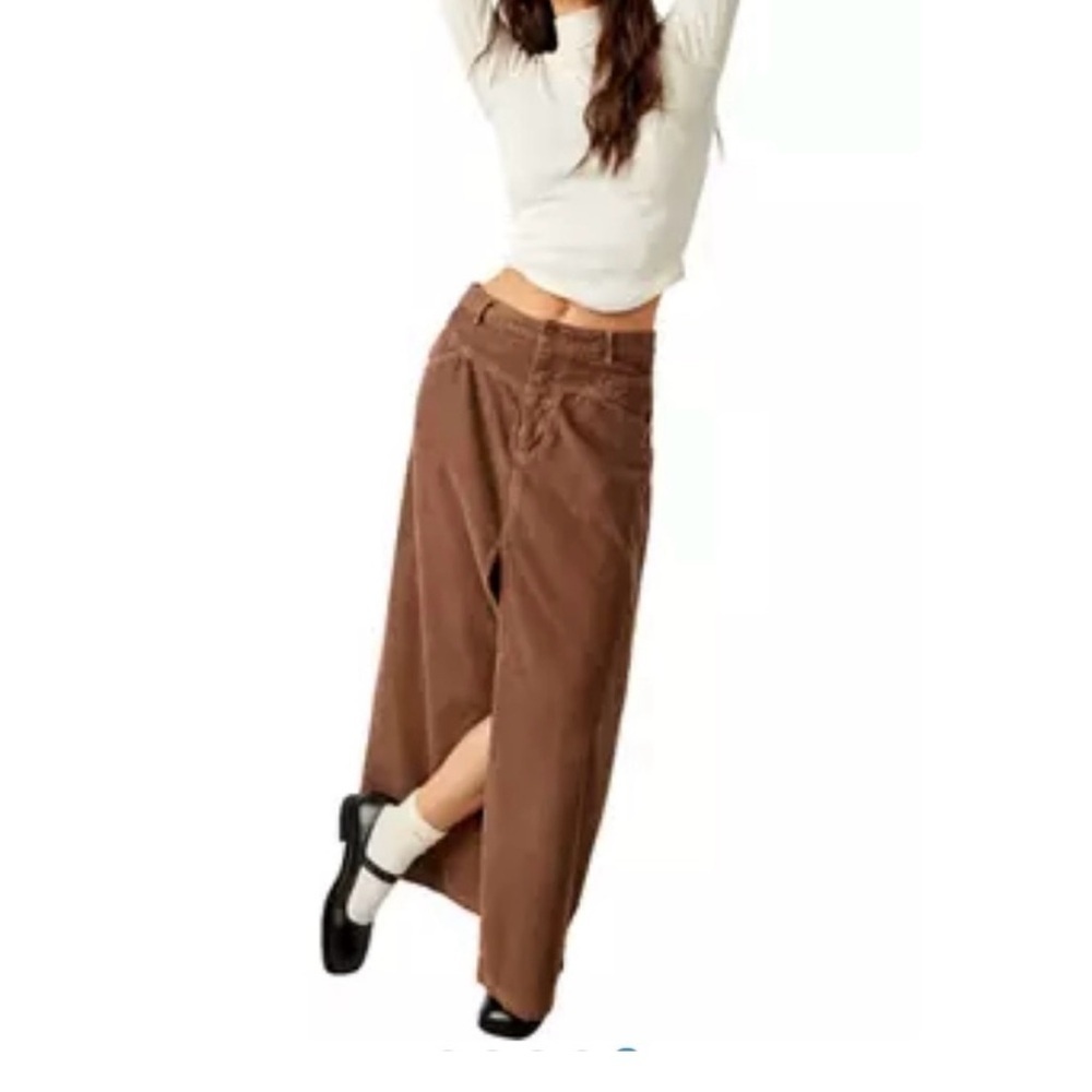 We The Free Come As You Are Brown Corduroy Maxi Skirt